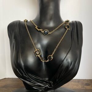 J crew blue black stone gold tone necklace